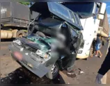 Homem morre após carro ser esmagado por caminhões na BR-376 em Maringá