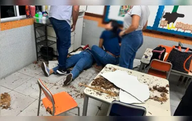 Chão de escola cede e professora cai de uma sala de aula para outra