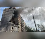 O míssel russo atingiu um prédio residencial